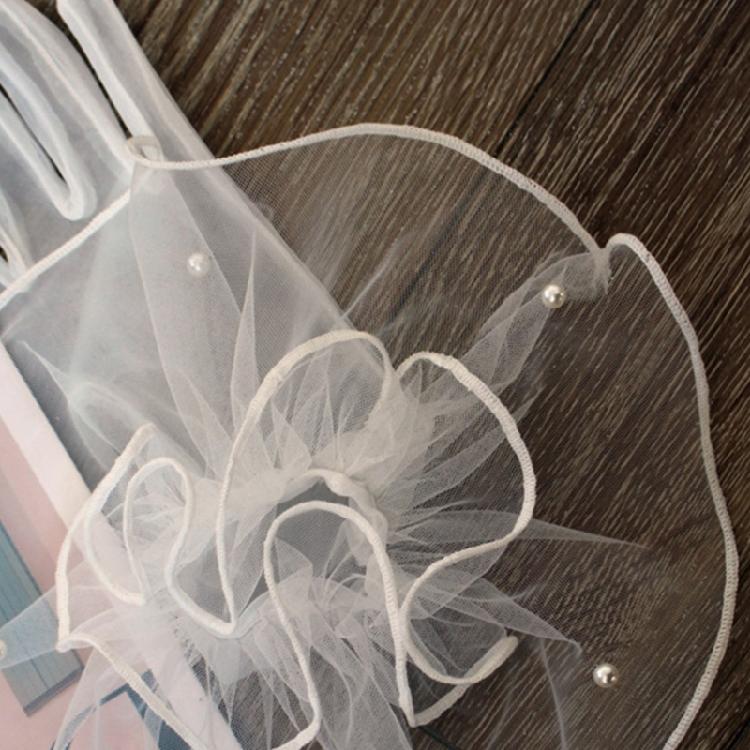 Elegant Full Finger Gloves Pearls Unique Outfits Short Gloves for Flapper Bride Wedding Dancing Accessories