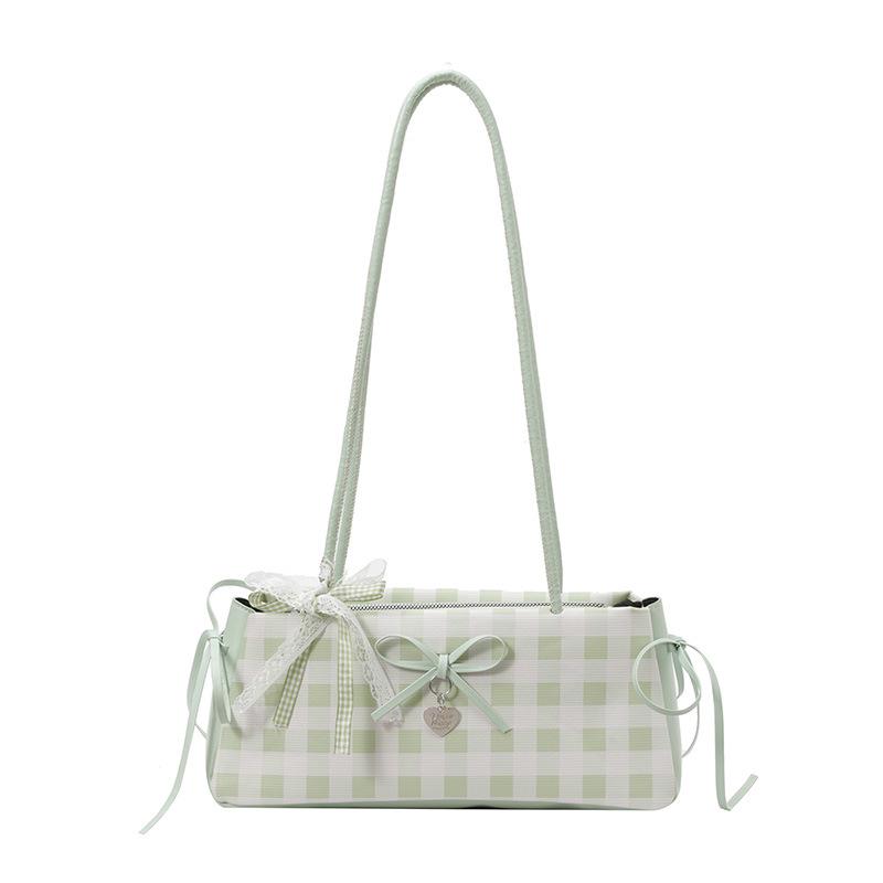 Frische karierte Crossbody-Umhängetasche mit Schleife 2026 - Vielseitig, Modisch, Beliebte kleine Tasche