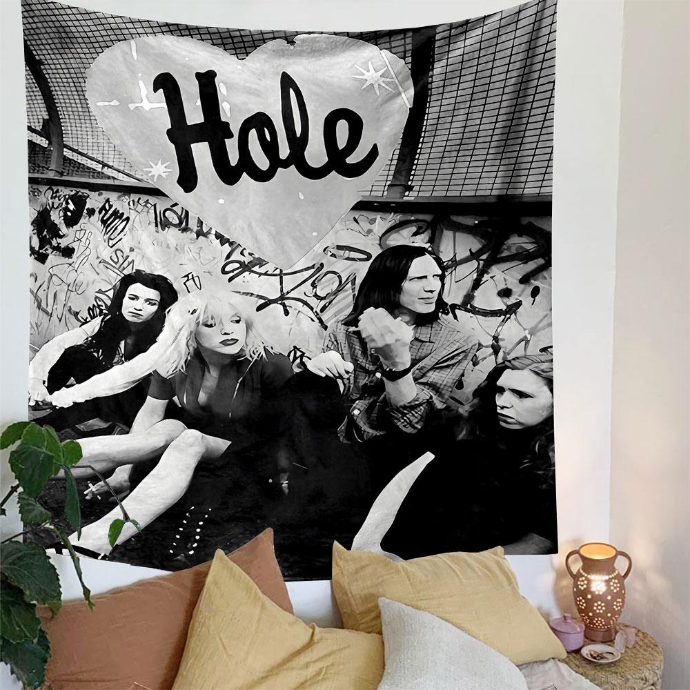 Hole Band Tapestry Wall Hanging, 90s Rock Band Art, Wall Decor for Bedroom Living Room Dorm