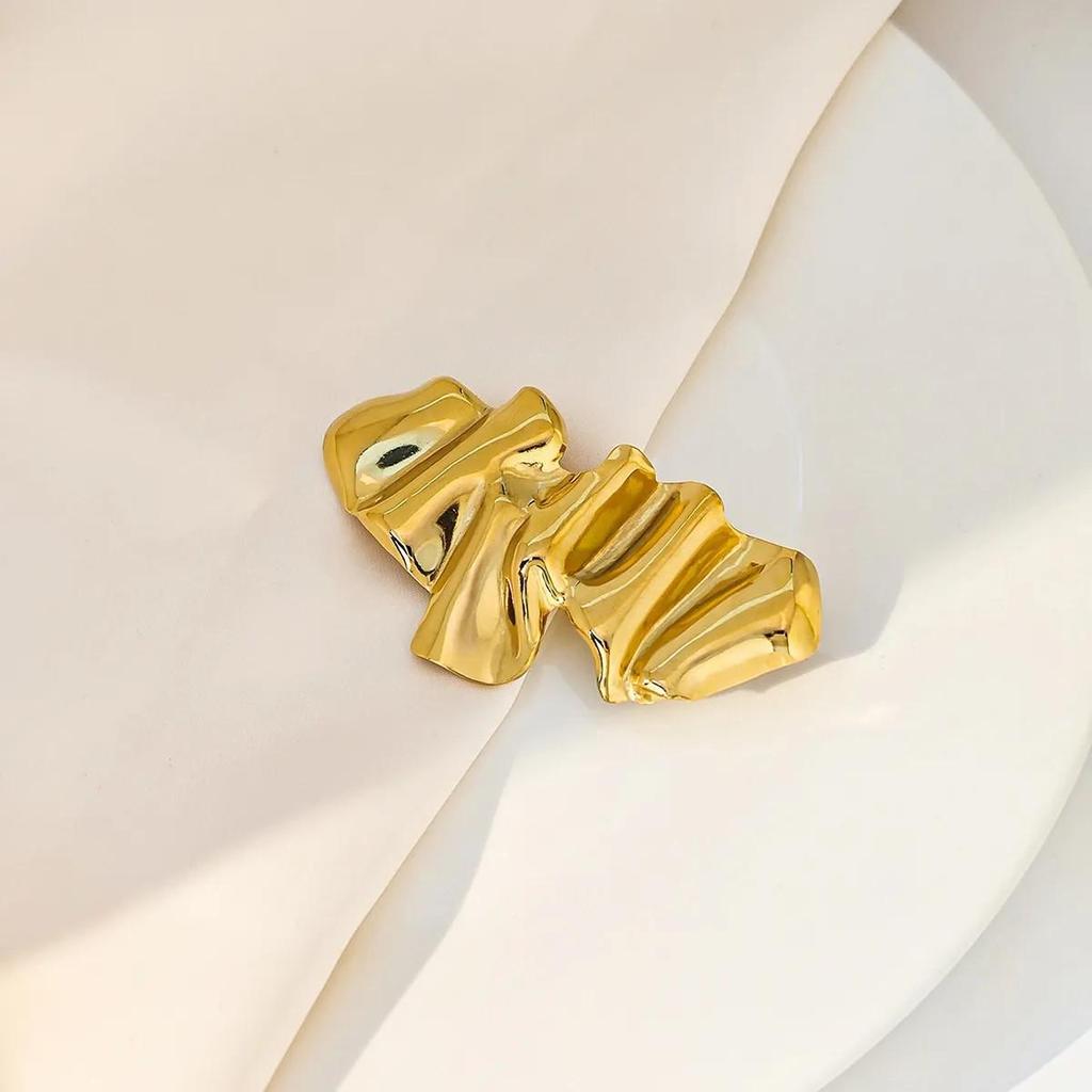 Irregular Alloy Pleated Brooch Woven Shirt Collar Accessory