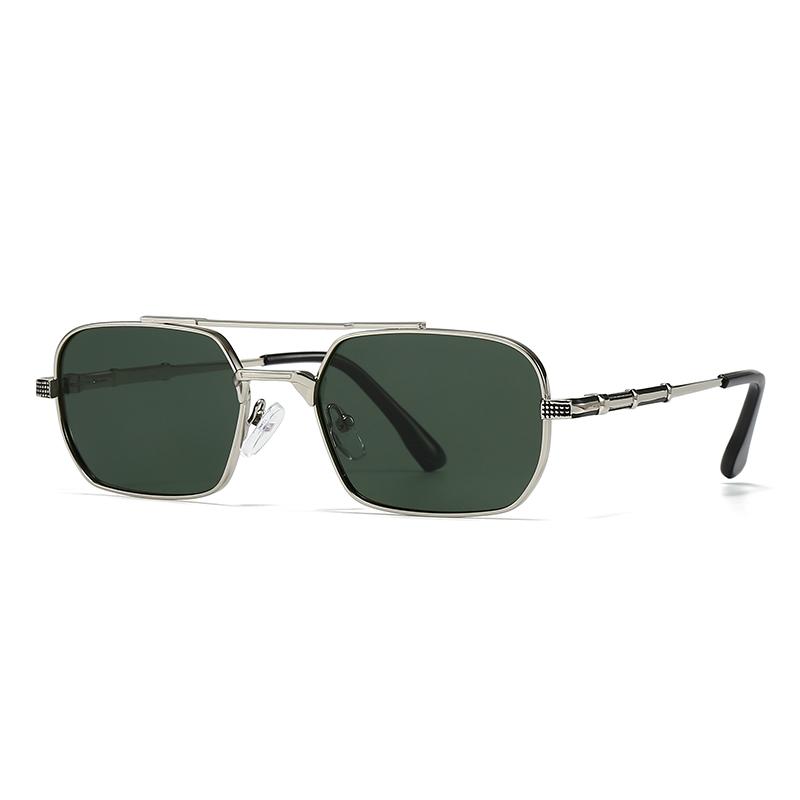 

Latest European and American Style Men s Aviator Eyewear Retro Double-Bridge Alloy Metal Square Frame Sunglasses Cross-Border Ready Stock for Female
