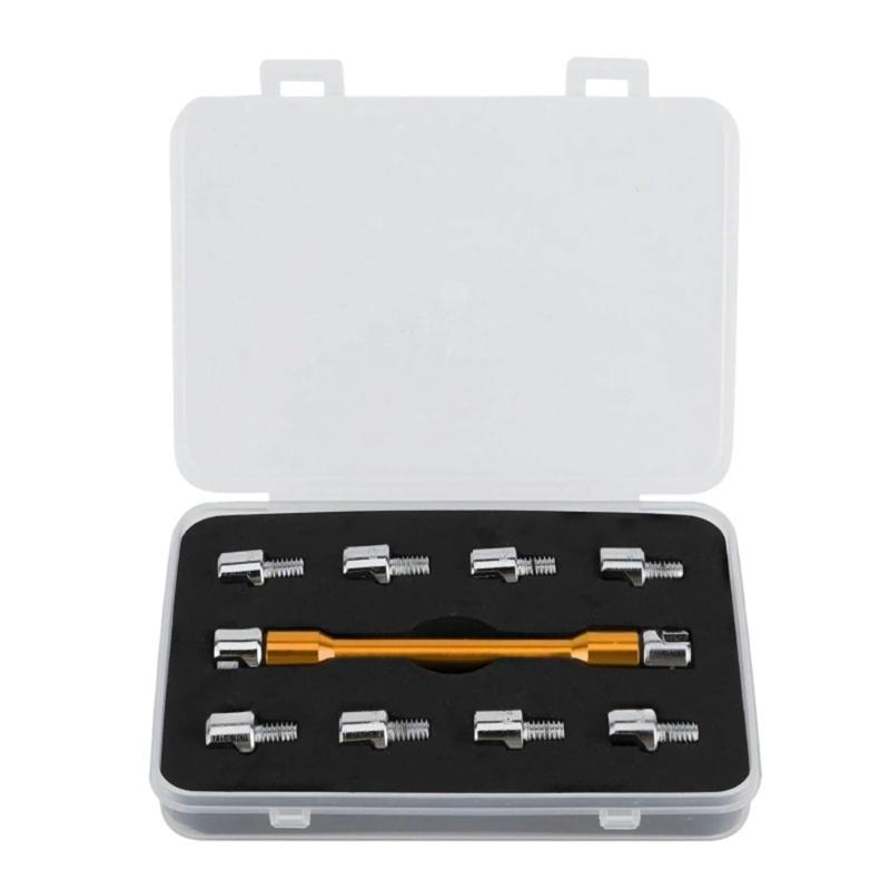 Professional Motorcycle Spoke Wrench Set for Adjusting Spokes from 5.0mm to 6.8mm Metal Construction with Storage Case