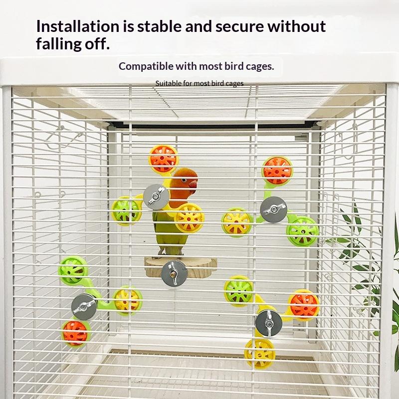 Papageienspielzeug Interaktives drehendes Windradspielzeug Vogelkäfigspielzeug für Papageien Drehend zur Stimulation Unterhaltung Spiel Kauen