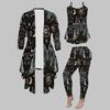 Plus Size Butterfly Floral Print 3 Piece Outfit, Long Sleeve Open Front Cardigan Cami Top Leggings Set for Women