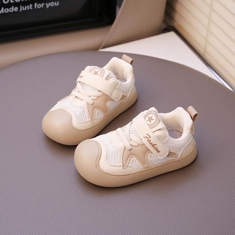 

Boys Girls Casual Shoes Toes Capped Anti-kicked Kids Sports Shoes Mesh Breathable 2025 Brand New Children Flat Shoes Soft Sole 22 хаки