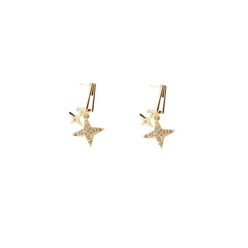 Shiny Temperament Earrings Fashionable and Trendy Design Versatile and Exquisite Earrings Four-colored Stars