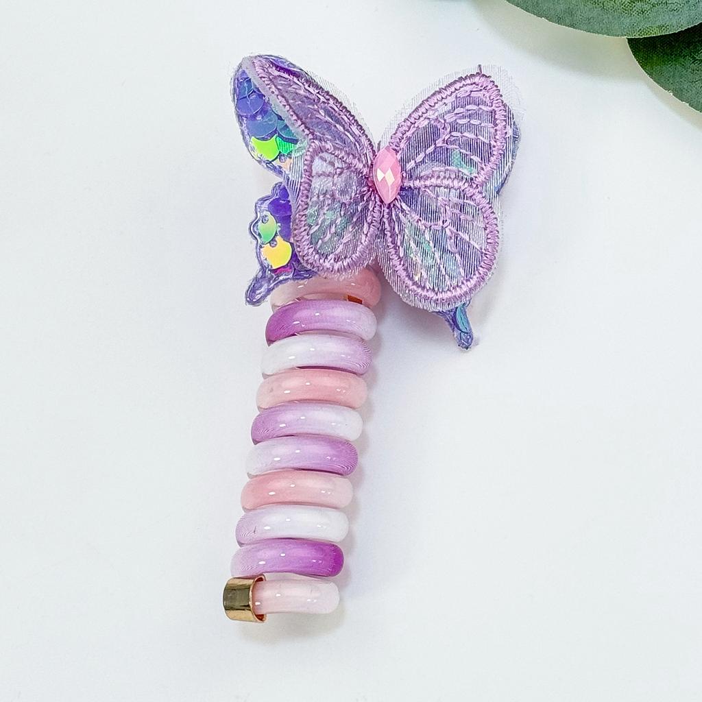 Cute Candy Color Telephone Wire Line Elasticity Rubber Band Elastic Butterfly Hair Rope For Kid Scrunchies Headbands Headwear