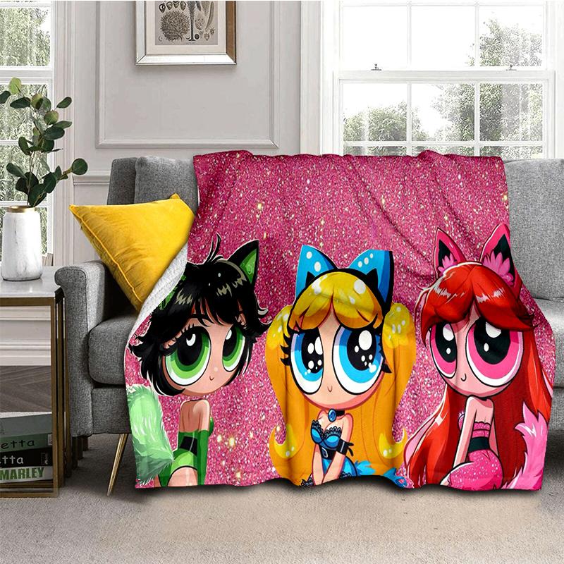 

29 Style New Kawaii P-Powerpuff Girl Cartoon Blanket,Soft Throw Blanket for Home Bedroom Bed Sofa Travel Picnic Cover Kid Gift 75x90cm