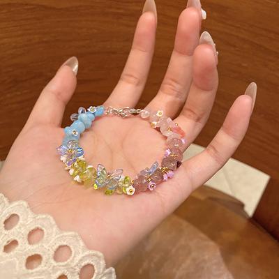 Sommerfarbe Kies Schmetterling Armband Damen Süß und vielseitig Super Fee Perlenarmband Ins Stil Temperament Schmuck