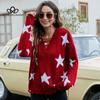Five Star Jacquard Sweater Women New Fashion Drawstring Pullover Knit Sweater Design Top Casual Style Sweater
