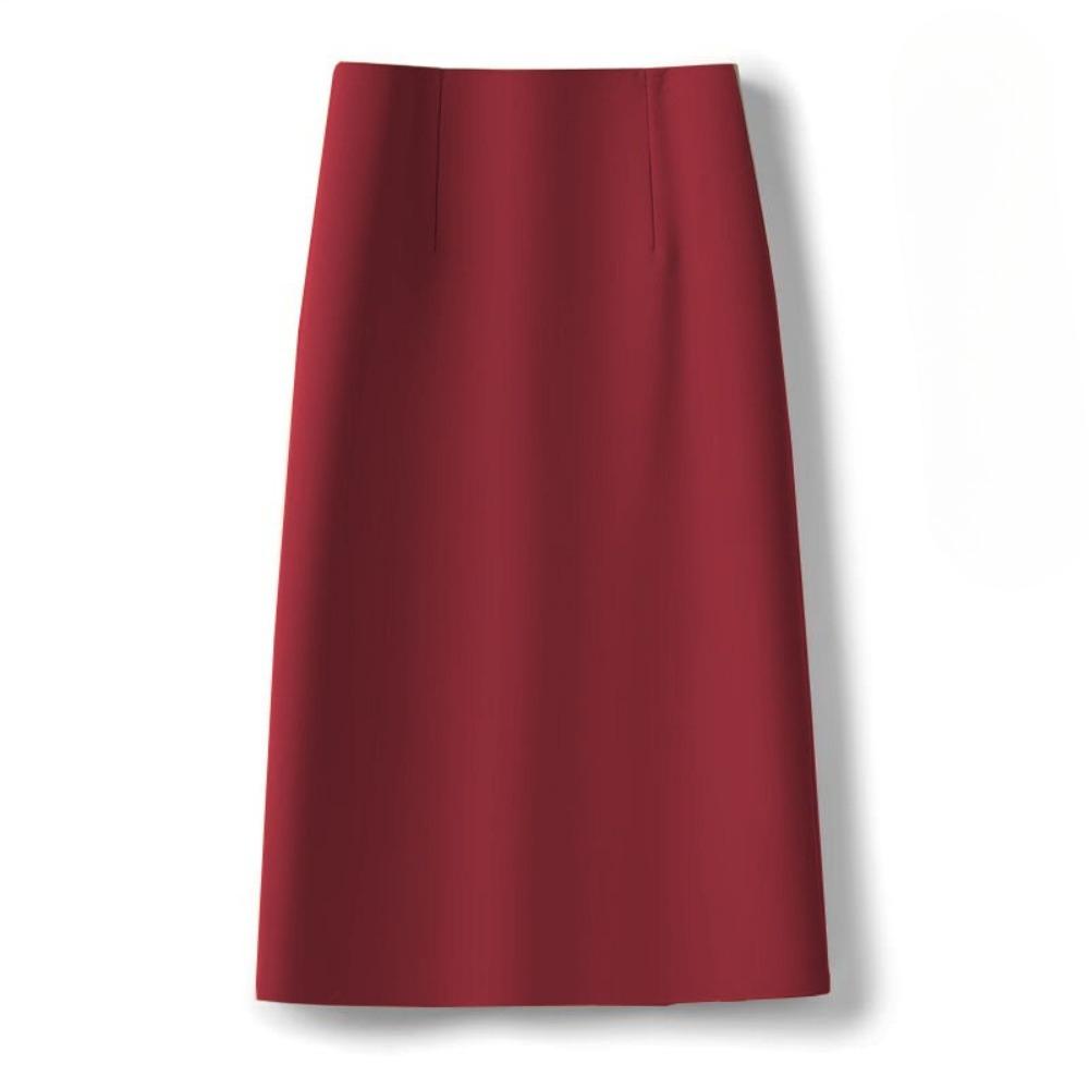 Women's High Waist A-Line Midi Skirt Non-Stretch Commuter Suit Skirt With Back Slit