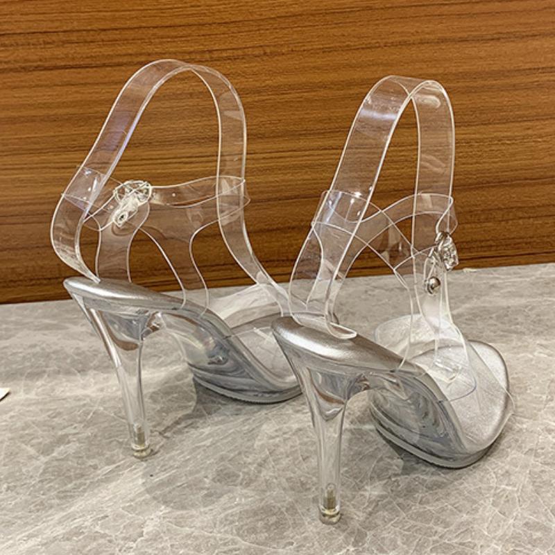 Fashion 2025 Women 11.5cm High Heels 1cm Platform Sandals Lady Clear Heels Gladiator Strappy Non-slip Sandles Transparent Summer Shoes