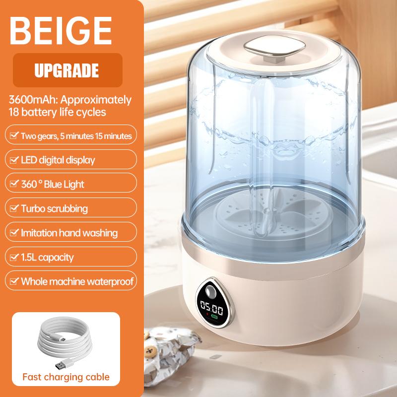 Portable Mini Washing Machine Underwear Washing Machine Blue Light Health Wash Rechargeable Compact Laundry Tool