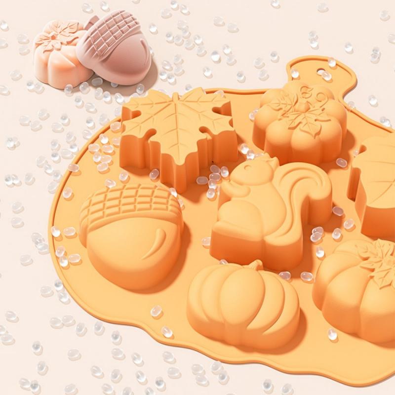 1pcThanksgiving Chocolate Mold Pumpkin Maple Leaf Squirrel Turkey Silicone Cake Cookie Jelly Ice Cube Mold Harvest Festival Part