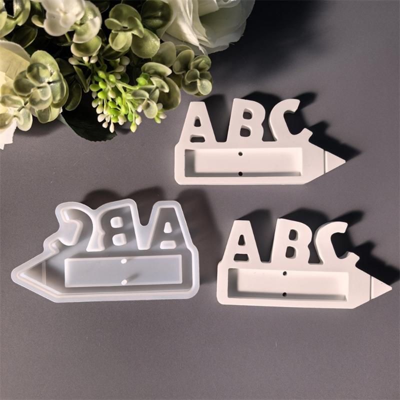 Letter Pencil Shape Resin Silicone Mould Silicone Chocolate Holder Mould for Classroom Decoration Handmade Candy Chocolate Holder Classroom Decoration