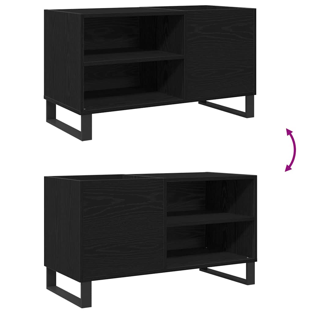 Vinyl Record Cabinet Black Oak Effect 85 x 38 x 48 cm