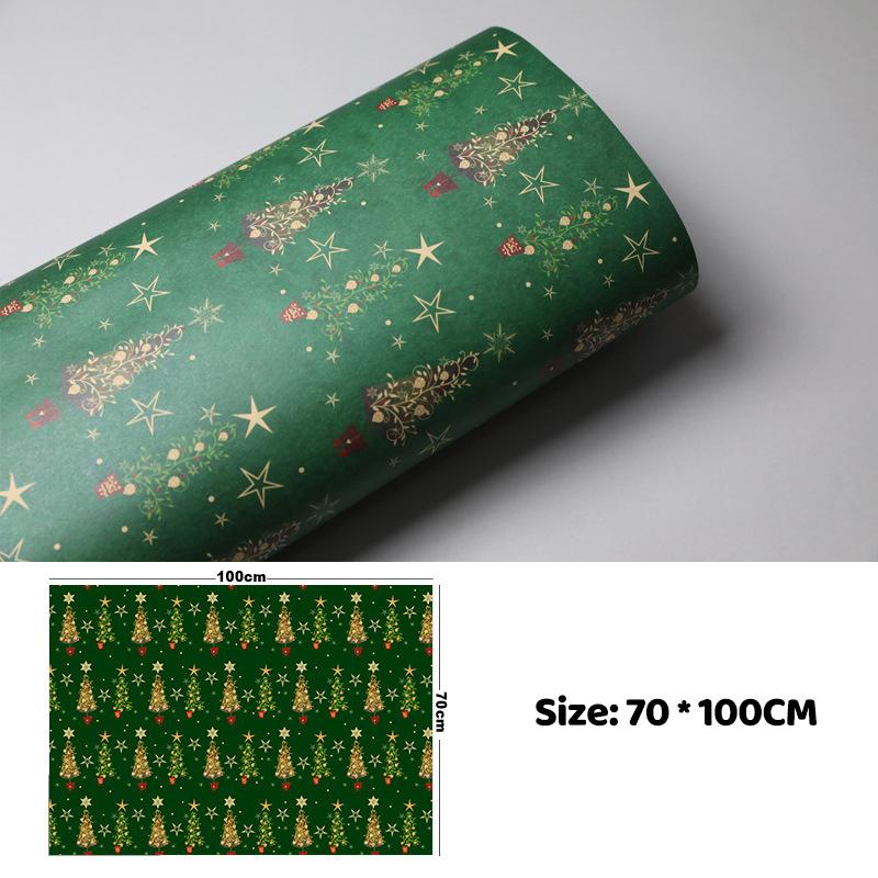 100Cm×70Cm Christmas Wrapping Paper Christmas Eve Gift Box Decoration Paper Children'S Christmas Vintage Kraft Paper
