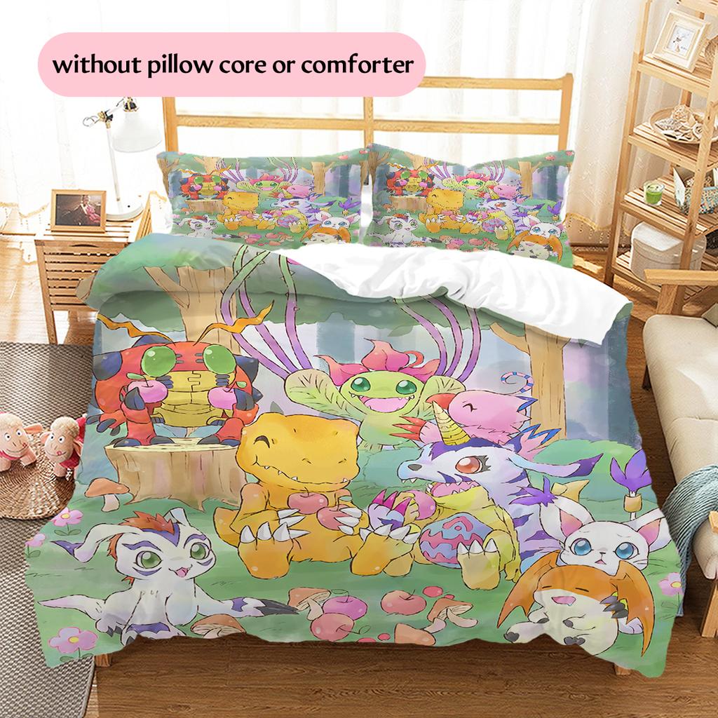 Carina Copripiumino e Federe Digimon, Biancheria da Letto per Camera da Letto Fan Digimon, Regalo Perfetto.chl