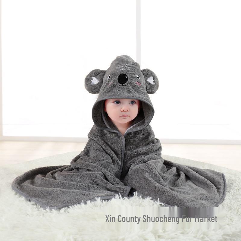 Newborn Hooded Coral Fleece Swaddle Blanket - Absorbent, Universal for All Seasons