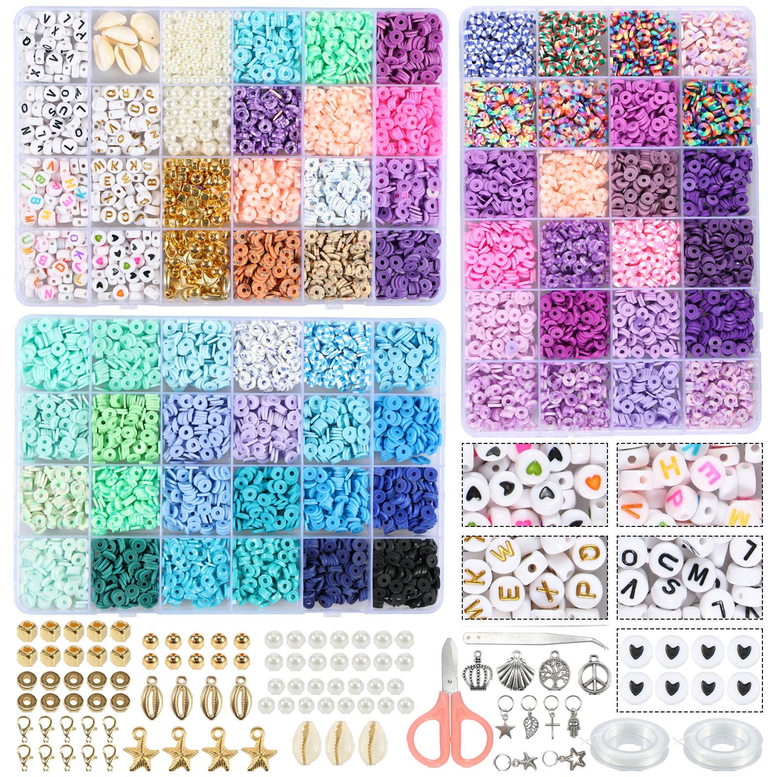 Pretty Clay Beads for Bracelet Making Kit Large-Content Clay Beads Seed Beads DIY Craft Kit Cute Clay Beads Kit for Gift
