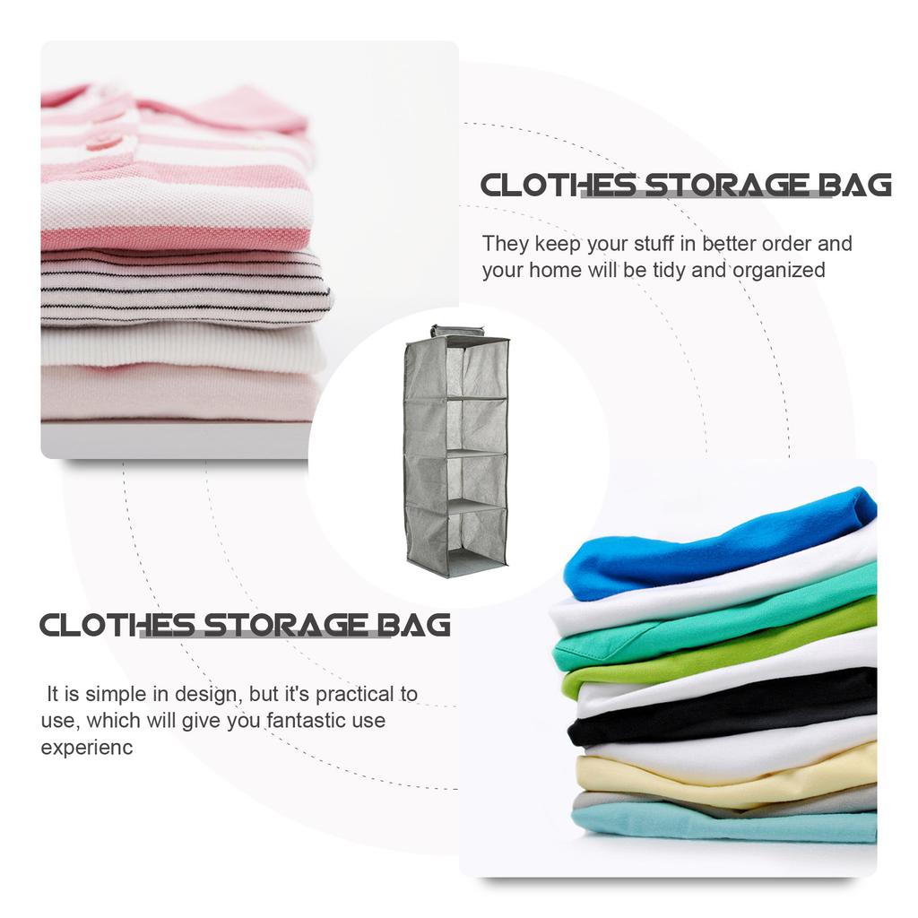 Foldable Cotton Linen Hanging Organizer For Closet 4-Layer Storage Bag Fabric Organizer Shelf Closet Organization