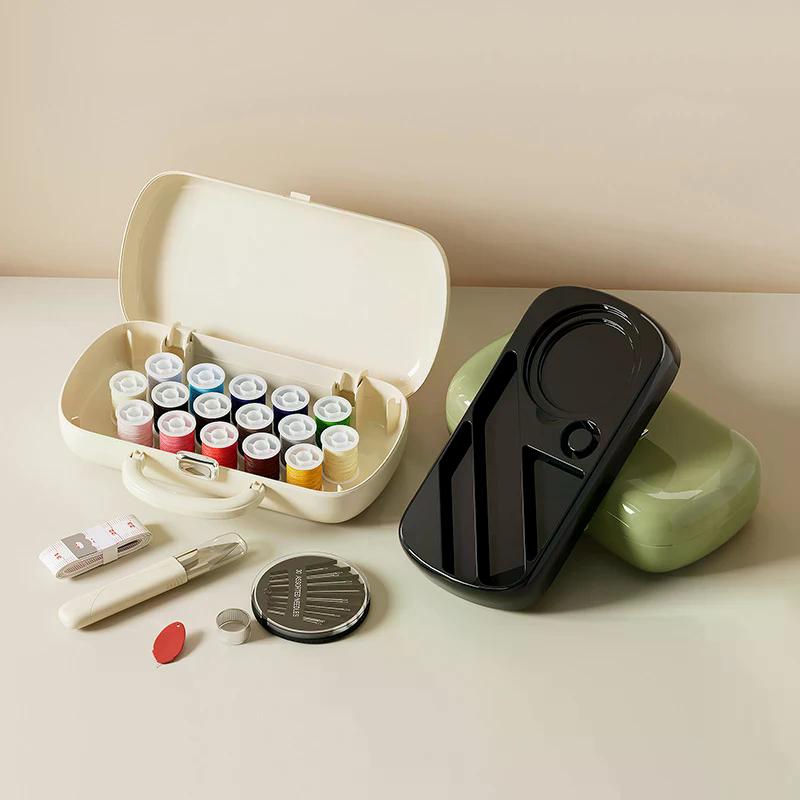 Multi-Functional Dustproof Storage Box Creative Sewing Box Portable Student Manual Sewing Including Needles Threads