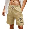 Men's Print Cotton Linen Casual Shorts Men's Fashionable Beach Shorts