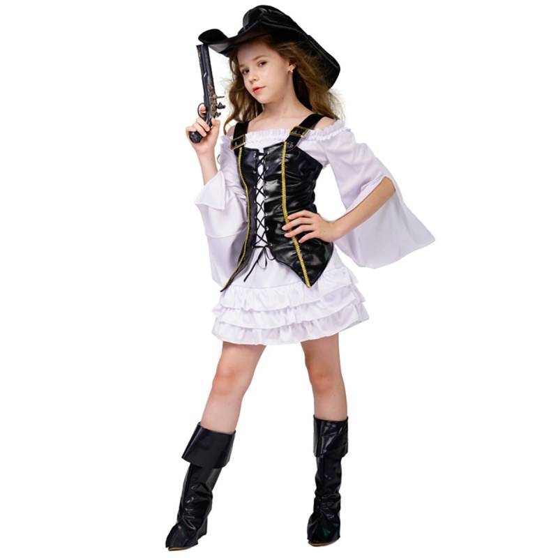 Halloween Girl Pirate Cosplay Outfit With Polyester Material For Stage Shows And Events