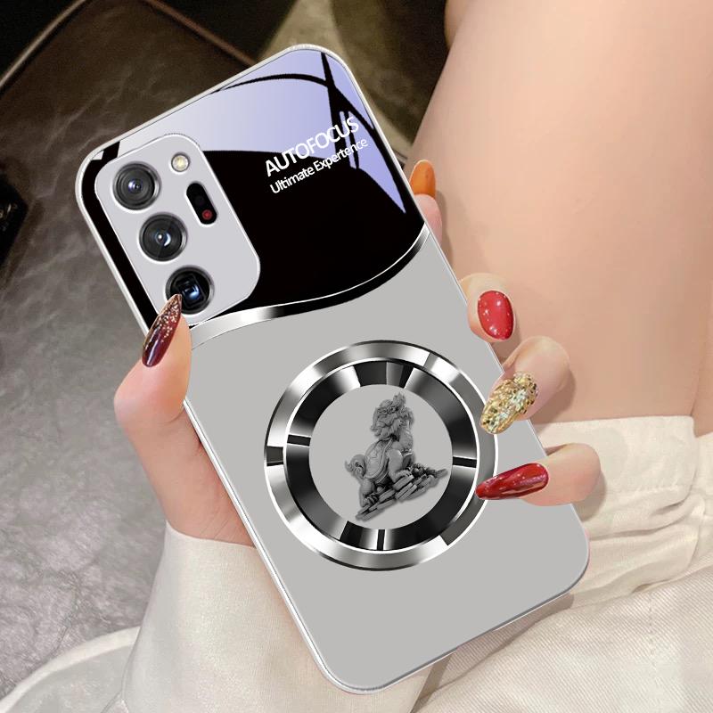 Golden Lion Black For Samsung Galaxy Note 8 9 10 PRO 20 Ultra A01 02 03 Core 04E 4G 12 13 5G Tempering Glass Phone Case