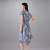 SOFSIL 2026 Sommerliches Blumiges V-Ausschnitt Kurzarm Midi-Kleid