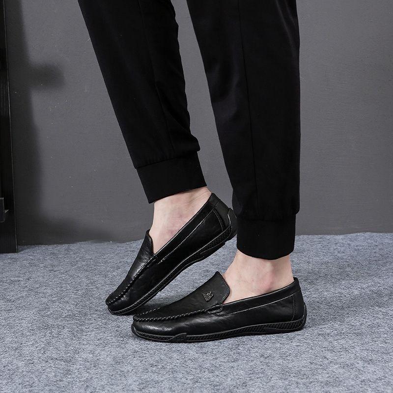 

Men s versatile high-end leather shoes trendy Doudou shoes high-end lazy shoes one-pedal loafer comfortable men s shoes 39