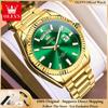 OLEVS 5650 Men Watch Fashion Classic Unique Gold Green Men Quartz Watch Business Luxury Men Waterproof Luminous Date Watch Reloj