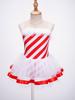 Kids Girls Sleeveless Striped Christmas Party Costume Figure Ice Skating Ballet Dance Leotard Tutu Dress