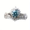 1Pc Fashion Multifunctional Silver Sea Blue Synthetic Zircon Ring