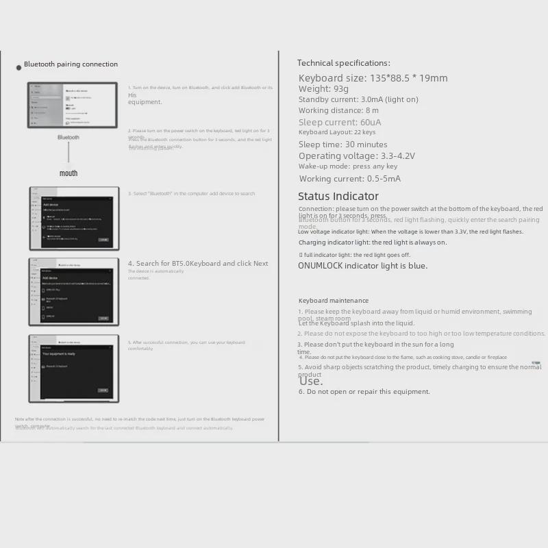 Bluetooth 5.0 Numeric Keypad with Wired & TYPE-C Charging Dual-Mode