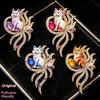 New Arrival Women Men Colored Rhinestone Fox Brooches Pins Fashion Vintage Exquiste Crystal Animal Badges Accessories Gift