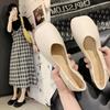 New comfortable soft-soled two single shoes for women, autumn square head flat-soled grandma shoes, shallow-mouth Doudou shoes for women