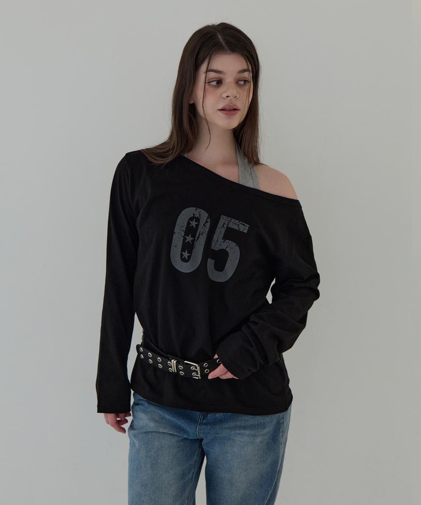 5OML Two-Way Off-Shoulder Long Sleeve (Halterneck Set) (Black)
