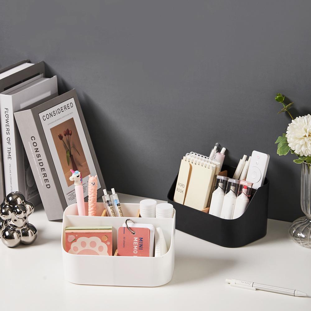 Creative Bamboo & Wood Multifunctional Organizer: Detachable Storage Box for Stationery, Remote, Makeup Brushes, and Pen Holder.
