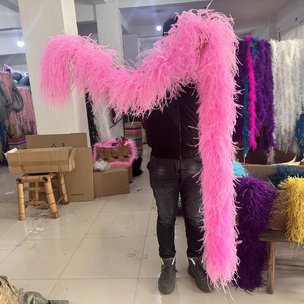 DIY 1/2/3/6/10 Ply Natural White Ostrich Feathers Boa Trim for Craft Wedding Party Festival Clothing Decoration Plumes Shawl 2M