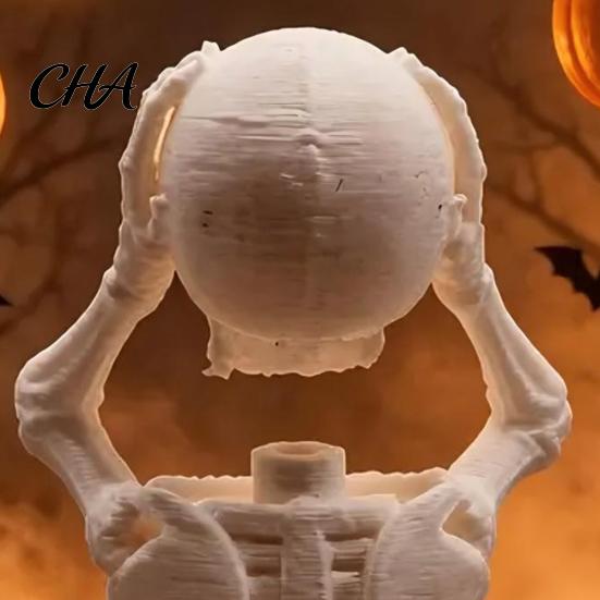 Unique Halloween Table Decorations Hands on Head Skeleton Figurine, 3D Printed Skull Statue, Realistic Bone Texture Decor Funny Stress Relief Desktop