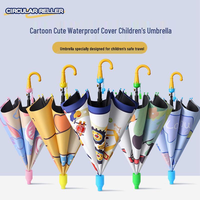 Creative Kids' Waterproof Semi-Automatic Cartoon Umbrella with Sunshade and Sunscreen for All-Weather Use