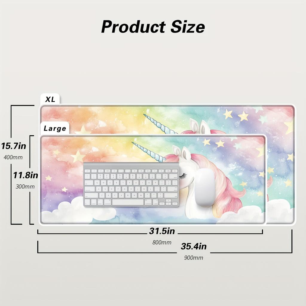 Tappetino per Mouse Grande Unicorno Arcobaleno 900x400x3MM Base in Gomma Antiscivolo Tappetino da Scrivania per Tastiera e Computer Accessori da Gioco Ufficio