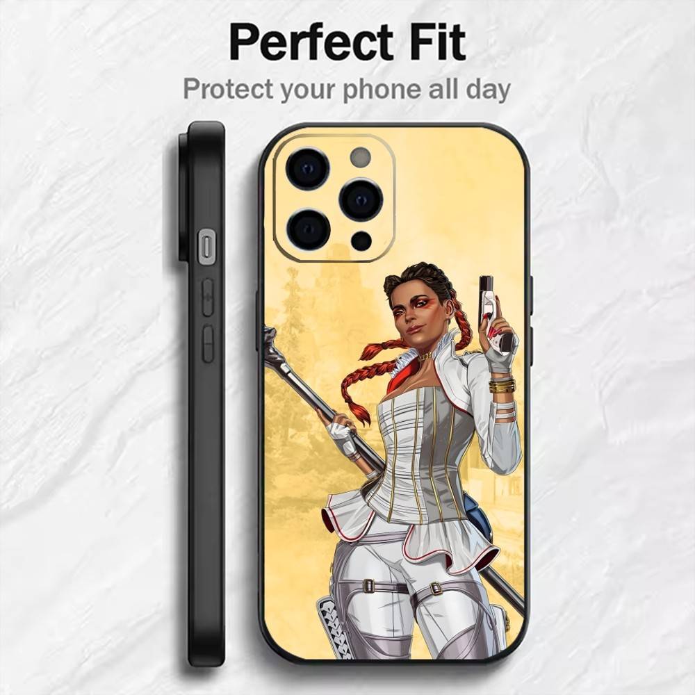 Fps Game A-APEX Printing Phone Case For iPhone17,16,15,14,13,12 Plus,Max Soft Silicone Black Cover