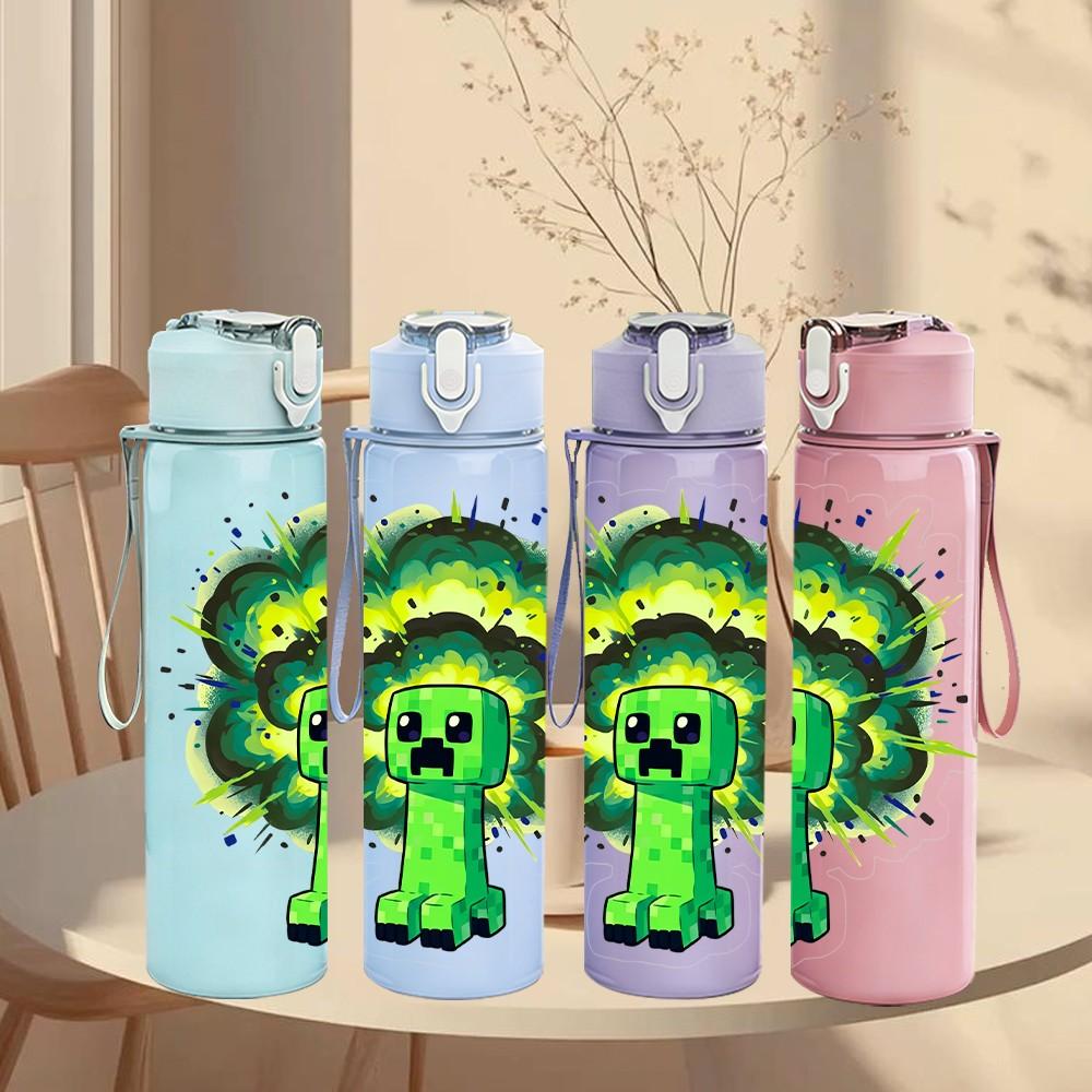 1PC Green Slime Monster Splash Cartoon 750ml Color Plastic Sports Water Bottle Leakproof Flip Straw Lid Suitable for Sports Office Home Use