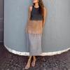 Women's Summer Loose-Fit Casual Cotton-Linen Sleeveless A-Line Skirt with Side Slit An Elegant Gradient Dress