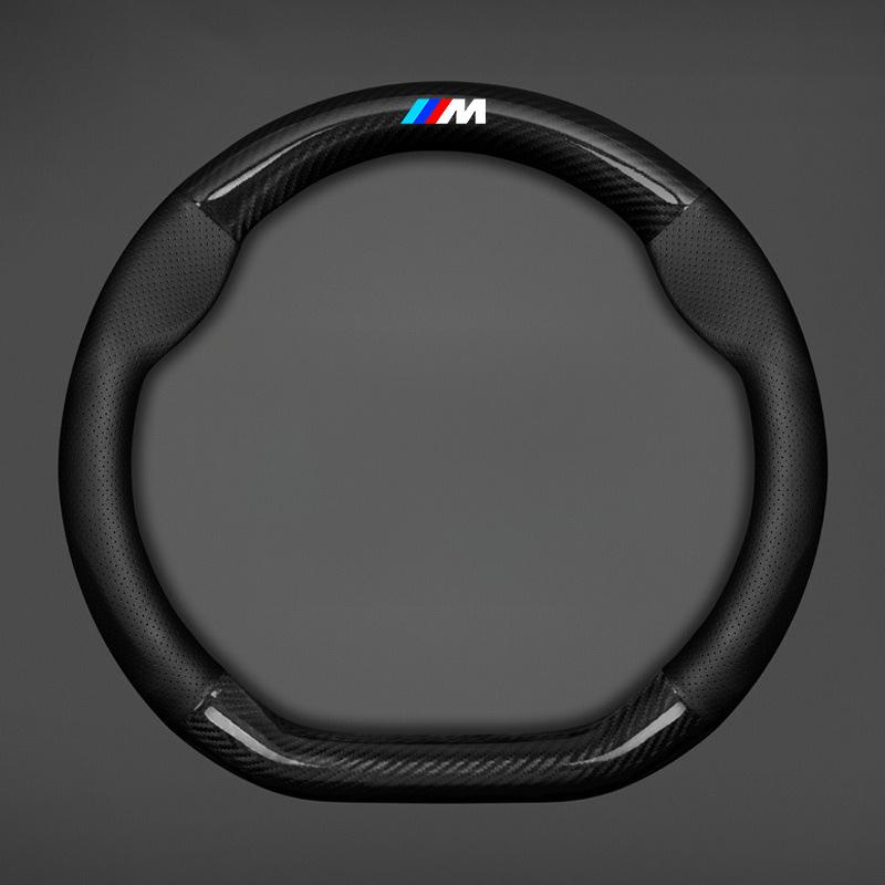 IVZR8 Car Steering Wheel Cover Carbon Fiber Leather Three-dimensional Anti Slip, Timple And Fashionable For BMW M Performance POWER