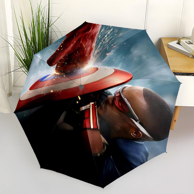 

1pc Captain America Automatic Folding Umbrella & Self-Folding Canopy - Heavy-Duty 8-Rib Iron Frameyy251231031