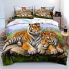 Lion Tiger King Queen Duvet Cover Lovely Wild Animals Bedding Set For Kids Teens Adults Wildlife Grey Black 2/3pcs Quilt Cover