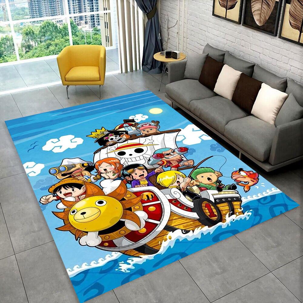 Tappeto Tappeto Cartoon Anime One Piece 3D per Stanza dei Giochi Camera da Letto Soggiorno Divano Arredamento per la Casa, Tappeto per Area Giochi Bambini Tappetino Antiscivolo per Pavimenti